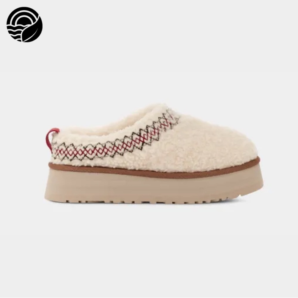NWT UGG Tazz UGGBraid Platform Slippers Clogs Natural Size Women 7